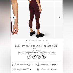 Lululemon Fast and Free Crop